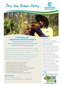 Worimi Conservation Lands Green Army recruitment flyer